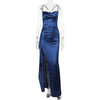 Women's Party Long Dresses Party Sexy Slim Fit Slit Satin Suspender Evening Dress Maxi Dress Sexy Female  Robe Vestidos