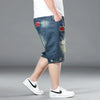Plus Size Summer Men's Hip-hop Ripped Denim Shorts Fashion Streetwear Harajuku Rock Loose Straight Knee Length Short Jeans