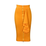 Sexy Skirts for Women Bodycon High Waisted Zipper Closure Ruffles Mid Calf Fashion Elegant African Office Work Pencil Skirts New