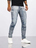 2025 Jeans Men's Small Straight Leg Denim Design Pants New Slim Fit Small Hole Long Pants High Street Classic High Quality Mens