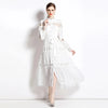 Plus Size Dresses Women's Clothing Summer Dress 2025 Elegant Lace Patchwork Hollow Out White Wedding Guest Beach Sundress
