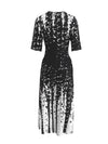 Women's Elegant Party Long Dresses Loose Round Neck Short Sleeves Retro Printed Casual Long Dress 2024