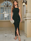 Women's Formal Evening Dress Bodycon Ruffle Hem Mermaid Split Cocktail Long Dresses Elegant Wedding Guest Dress