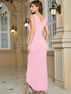 Women's Formal Evening Dress Bodycon Ruffle Hem Mermaid Split Cocktail Long Dresses Elegant Wedding Guest Dress