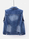 Denim Women Vest Luxury Pearls Fashion Ripped Autumn Jeans Jacket New Causal Waistcoats S-5XL
