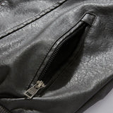 Men's Plus Size New PU Motorcycle Suit with Fleece Leather Jackets for Men Clothing