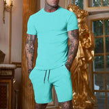 Men's T-shirt and shorts set, short-sleeved T-shirt and shorts set, two-piece set, beach sportswear
