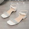 Summer Women Sandals New Elegant Square Heel Rhinestone Women Shoes Plus Big Fashion Comfortable High Heels Sandals
