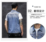Brand New Men's Ripped Denim Vests Hip Hop Streetwear Fashion Sleeveless Cotton Jacket High Quality Man Casual Cowboy Waistcoat