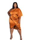 Plus Size Women Clothing One Shoulder Wedding Dress Big Lady Elegant Satin Short Dress Dresses 5xl Wholesale Bulk Dropshipping