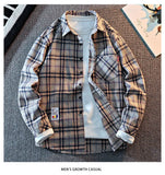 2025 New Arrival Mens Plaid Shirt Long Sleeve Casual Shirts Button Down Regular Fit Work Shirts