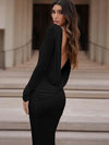 Women's Clothing 2025 Autumn New Style High-end Temperament Sexy Backless Dress Long Skirt Slim Fit Long Sleeved Dress