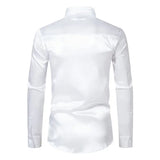 Nightclub Dress Red Satin Shirts Men Clothing Silk Like Long Sleeve Roupas Masculinas Mens Sexy Wedding Party Button Up Shirts