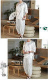 M-5XL Plus Size Mens Ankle Pants Sets 2 Piece Outfits Chinese Style Summer Streetwear Tracksuits Casual Shirt and Pants Set Male