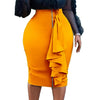 Sexy Skirts for Women Bodycon High Waisted Zipper Closure Ruffles Mid Calf Fashion Elegant African Office Work Pencil Skirts New