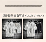 2025 Summer New Fashion Trend Men's Casual Relaxed Comfortable High Quality Plus-Size Two-Piece Sets M-5XL Checkered Sports Suit