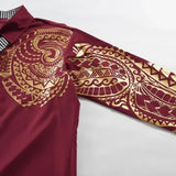 Men's Loose Shirt Dress Shirts Casual Streetwear Fashion Gold Stamping Printed Long Sleeve Cardigan Shirt Male Tops