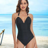 Women Swimwear High Waist Sleeveless Padded Bathing Suit One-piece Dress Up Lady Bikini Set Breathable Washable Female Swimsuit