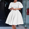 Elegant Dresses for Woman 2024 O Neck Short Sleeve High Waisted Pleated Mid Calf Luxury Female Birthday Party Dinner Vestidos
