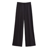 Women's Suit 2025 Spring New Women's Clothing Fashion Long Sleeve O-neck Pleated Top Double-Sided Fabric Office Top Casual Pants