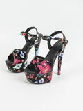 Women's Flower Platform Summer Catwalk Model High Heels Thin Heel Sexy Waterproof Table 15cm Super Sandals  LFD-8661-W5