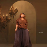 Plus Size 2 Piece Sets Woman Outfit Luxury Elegant Pleated Tops And Skirts For Women Casual Clothing Female African Prom Party