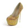 Sexy Platform Shallow Shoes Woman Pumps Round Head Bling Sequins Slip-On Ultra Thin High Heels Party Wedding Shoe Zapatos