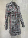 Sets for Women 2 Pieces 2024 Spring Plaid Print Notched Neck Long Sleeve Blazer & Elegant High Waist Mini Skirt Set Office Lady