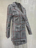 Sets for Women 2 Pieces 2024 Spring Plaid Print Notched Neck Long Sleeve Blazer & Elegant High Waist Mini Skirt Set Office Lady