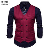 2025 Men's Formal Dress Vest Top Double Breasted Casual Tank Tops Solid Slim V-Neck Club Party Suits Vest Formal Waistcoat Men