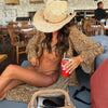 3 Pcs Leopard Bikini Swimsuit with Cover Up kimonos Swimwear Women Bathing Suit Bandage Bikini Set Swimming Suits Biquini