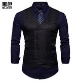 2025 Men's Formal Dress Vest Top Double Breasted Casual Tank Tops Solid Slim V-Neck Club Party Suits Vest Formal Waistcoat Men