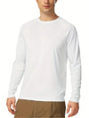 Plus Size Men's Solid T-shirt Fashion Casual Long Sleeve Tees UV Sun Protection Tops For Outdoor/workout Men's Clothing