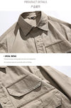 Men Oversize Loose Casual Long Sleeve Outdoor Cargo Shirts Cityboy Streetwear Fashion Plus Size Washed Cotton Shirt Blouse