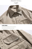Men Oversize Loose Casual Long Sleeve Outdoor Cargo Shirts Cityboy Streetwear Fashion Plus Size Washed Cotton Shirt Blouse