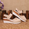 Summer Women Linen Plain 6cm Wedge Sandals Handmade Ladies Casual Comfortable womens shoes