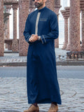 Muslim men's robe long-sleeved ethnic style embroidered stand collar Arabic clothing men's Islamic casual robe