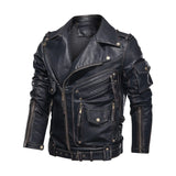 PLUS Size Leather Coats Male Luxury Brand Winter Mens Fashion Motorcycle PU Leather Jacket Cool Zipper Pockets Leather Jacket