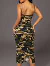 Popular European and American Women's Clothing Styles: Summer Camouflage Slim, Stylish and Sexy Suspender Dress