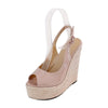 Fashion New Wedges Woven Hemp Rope High Heels Womens Sandals Fish Mouth Platform Back Buckle Strap Thick Soled Shoes Apricot