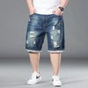 Plus Size Summer Men's Hip-hop Ripped Denim Shorts Fashion Streetwear Harajuku Rock Loose Straight Knee Length Short Jeans
