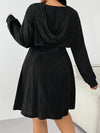 Plus Size Sets  Knitted Suit A-Line Dress Hooded Long-Sleeved Top Vest A-Line Skirt Set Stylish Elegance Elastic Fabric Comfort