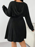 Plus Size Sets  Knitted Suit A-Line Dress Hooded Long-Sleeved Top Vest A-Line Skirt Set Stylish Elegance Elastic Fabric Comfort