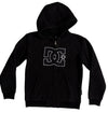 Harajuku Men Zip Hoodie Sweatshirt Black Hooded Jacket with Front Logo Pockets Trendy Hip Hop Embroidered Sweatshirt Streetwear