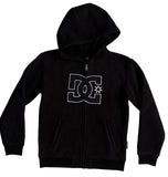 Harajuku Men Zip Hoodie Sweatshirt Black Hooded Jacket with Front Logo Pockets Trendy Hip Hop Embroidered Sweatshirt Streetwear