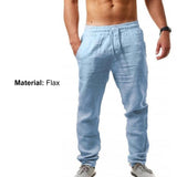 Mens Thin Style Cotton White Cargo Pants Male Spring New Breathable Solid Color Linen Trousers Fitness Streetwear Pantalon Homme