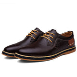 Mens Shoes Hand Sewn Cowhide Leather Shoes Men's Casual Loafers Plus Size 38-48