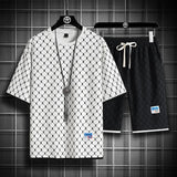 2025 Summer New Fashion Trend Men's Casual Relaxed Comfortable High Quality Plus-Size Two-Piece Sets M-5XL Checkered Sports Suit