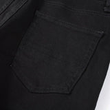 Trendy High Street Ripped Silver Patch Stretch-trim High-street Small-foot Jeans Men