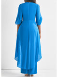 2024 Plus Size 6XL7XL 2-Piece Set Chiffon V-Neck Top and Loose Pants Elegant Commuting Plus Size Women 2-Piece Set